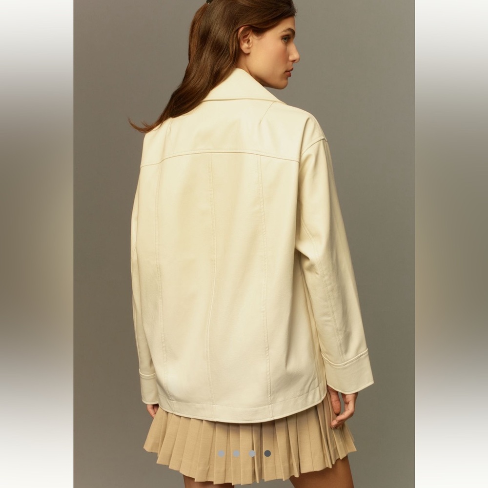 Anthropologie Maeve Faux Leather Cocoon Blazer - Picture 7 of 13